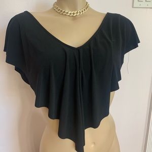 Black off the shoulder ruffle crop top